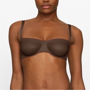 SKIMS No show unlined balconette mesh/sheer bra in espresso